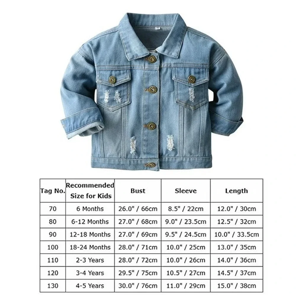 IBTOM CASTLE Baby Girls 6/12M (80) Distressed‎ Denim Light Wash Jacket NWT